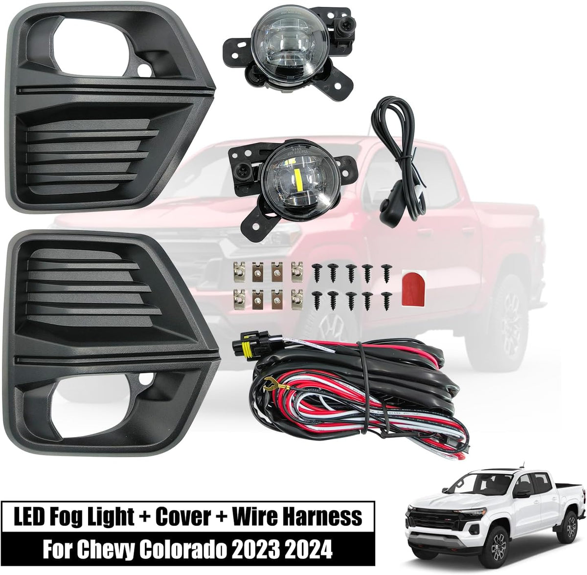 Front Fog Light Assembly with Bezel Cover and Harness for Chevy Colorado 2023 2024 O74246