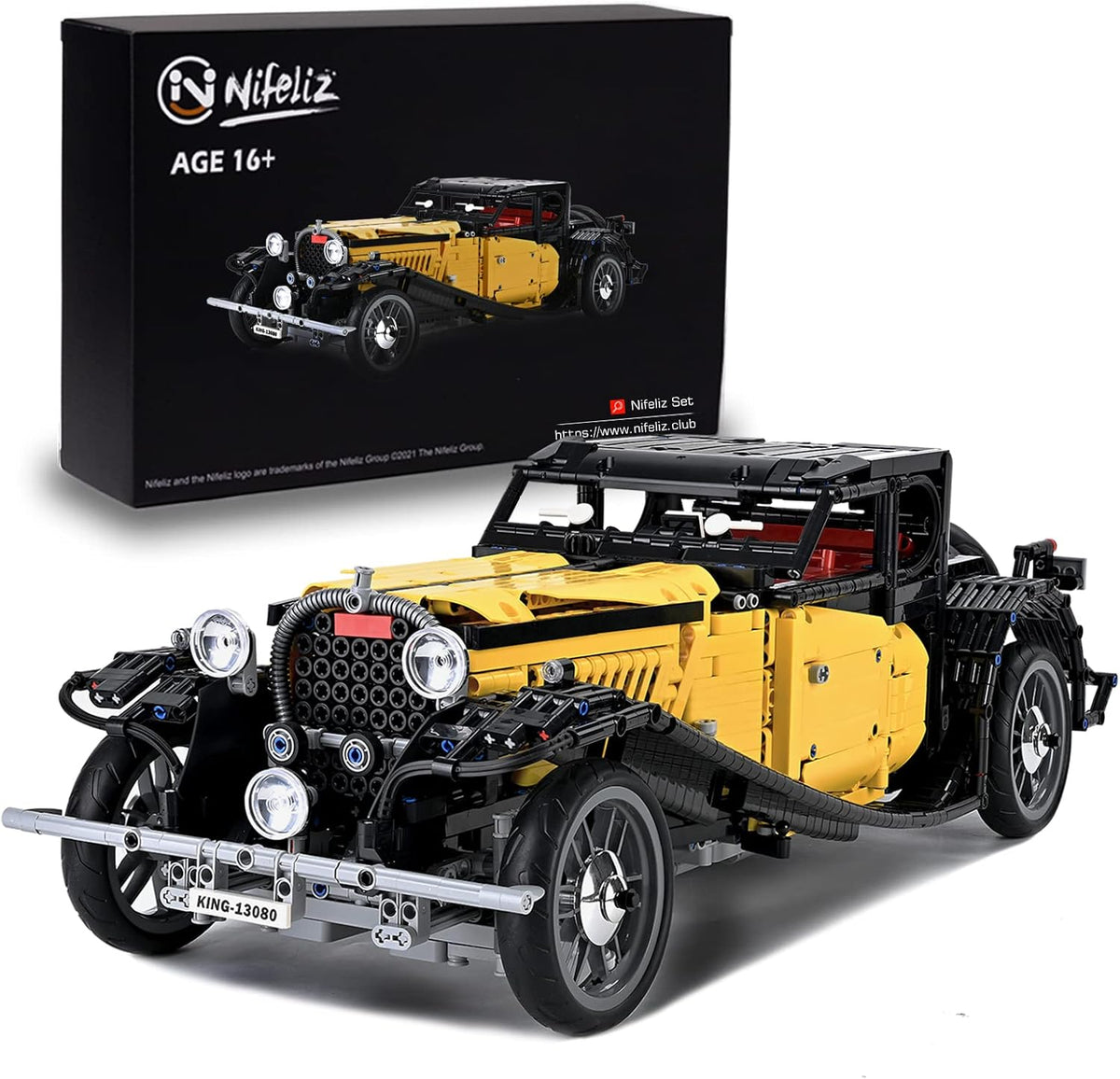Building Blocks and Construction Toy 1:8 Scale Retro Car Model 3564 Pcs J477694