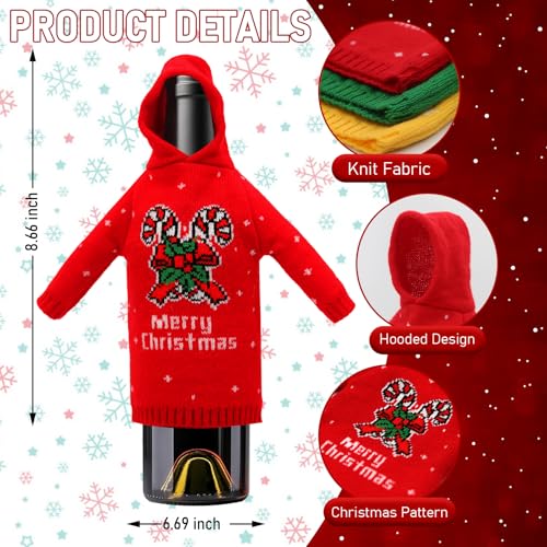 3Pcs Christmas Wine Bottle Covers Knitted Hoodie H299