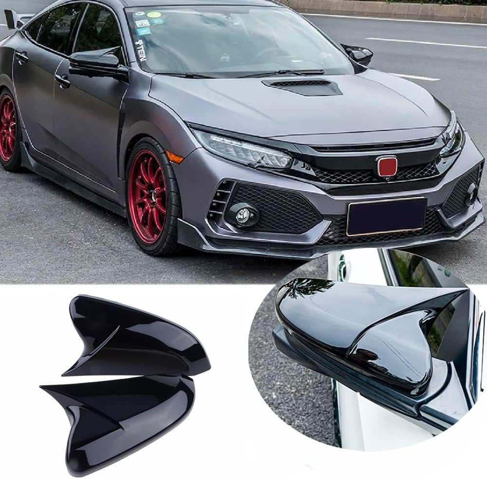 Glossy Black Carbon Fiber Side Door Rear View Mirror Covers C46844