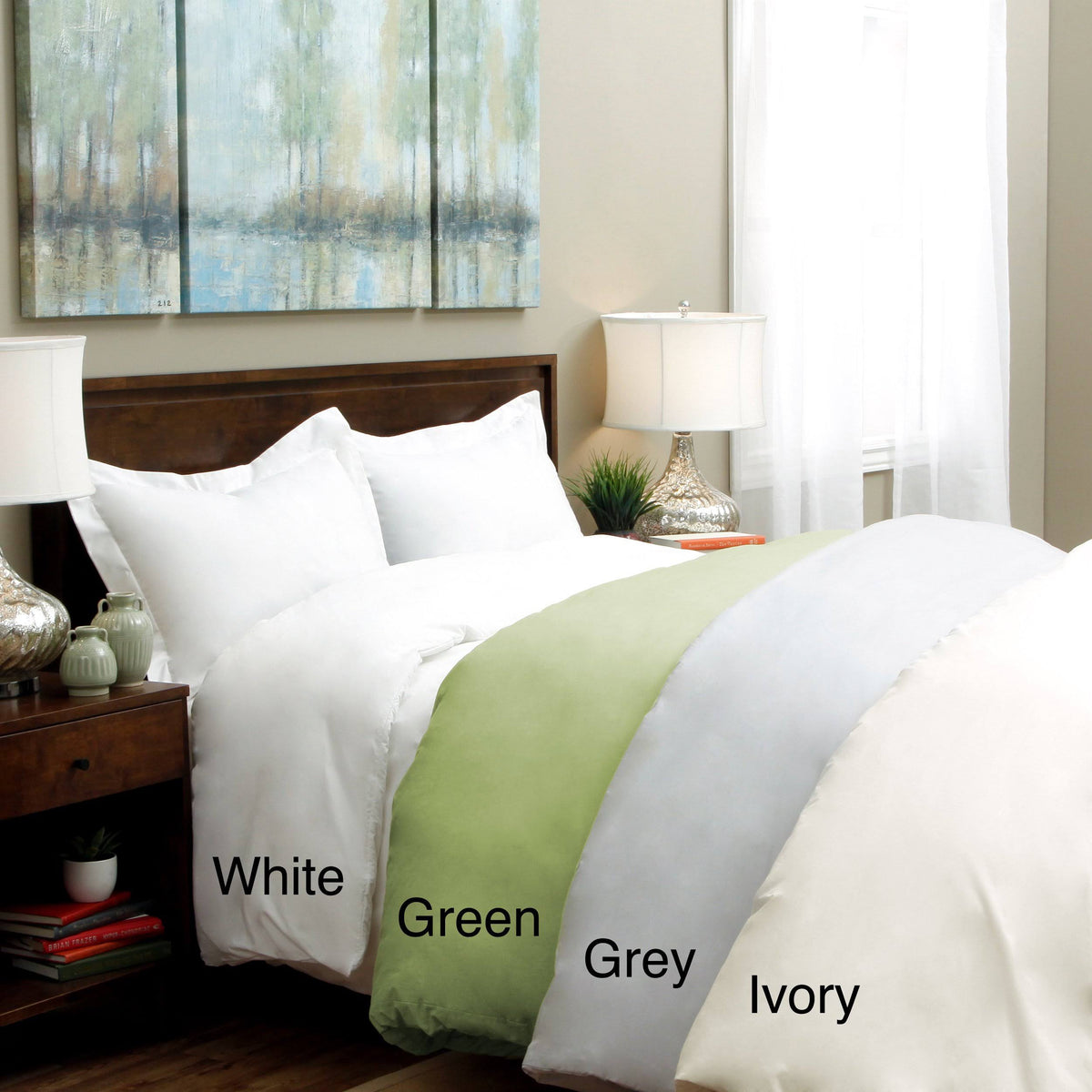 350 Thread Count Cotton Percale Duvet Cover Set Purple Q84443