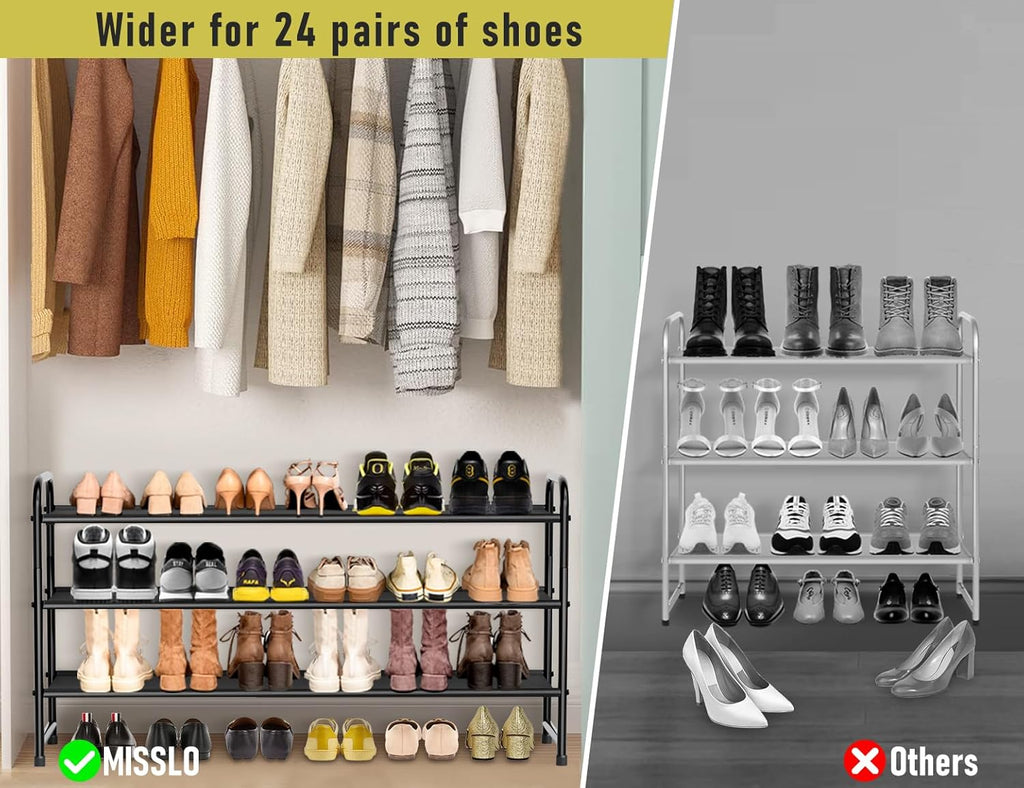 3-Tier Long Shoe Rack and 8-Shelf Hanging Shoe Organizer W967865