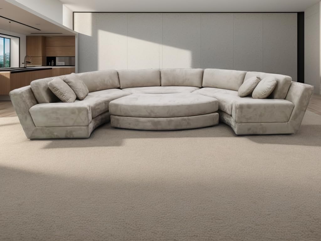 Beige Microfiber Fabric Sectional Sofa C92115