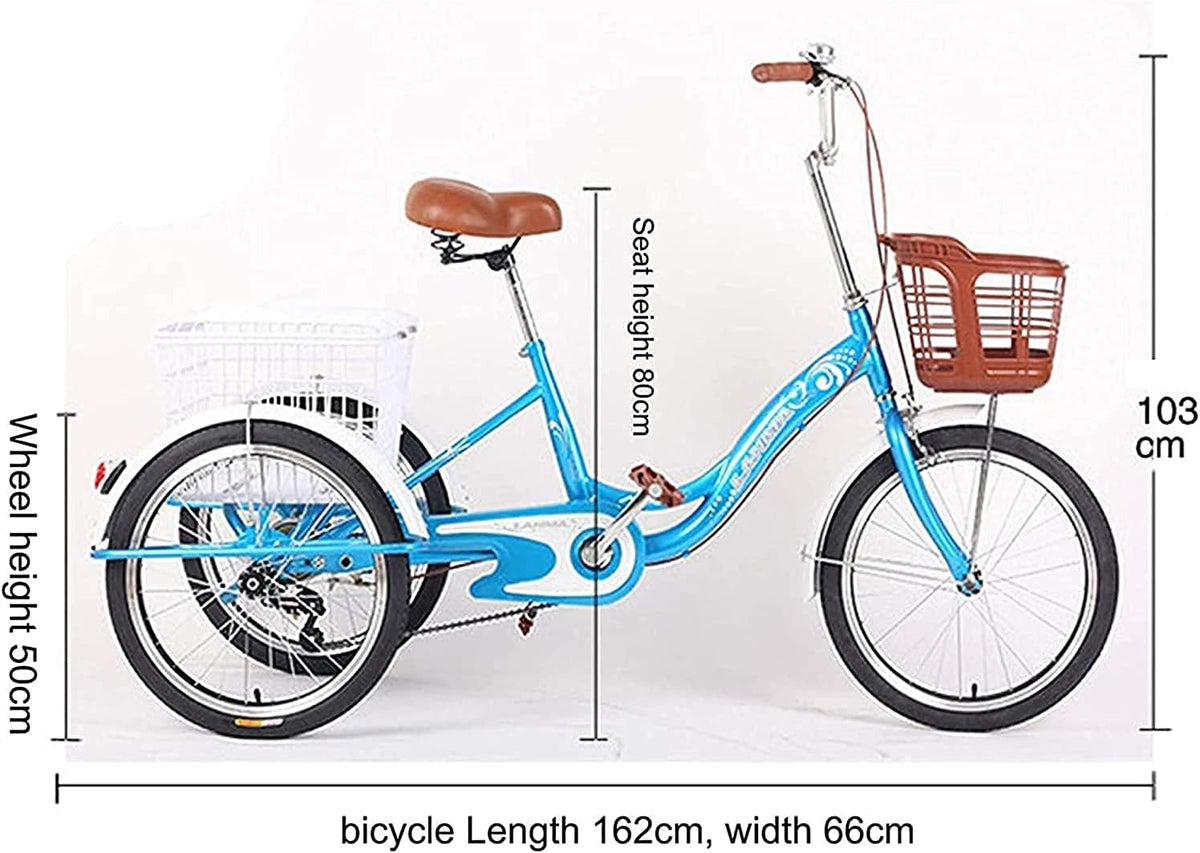 20 Inch Single Speed 3 Wheel Adult Tricycle with Shopping Basket L967