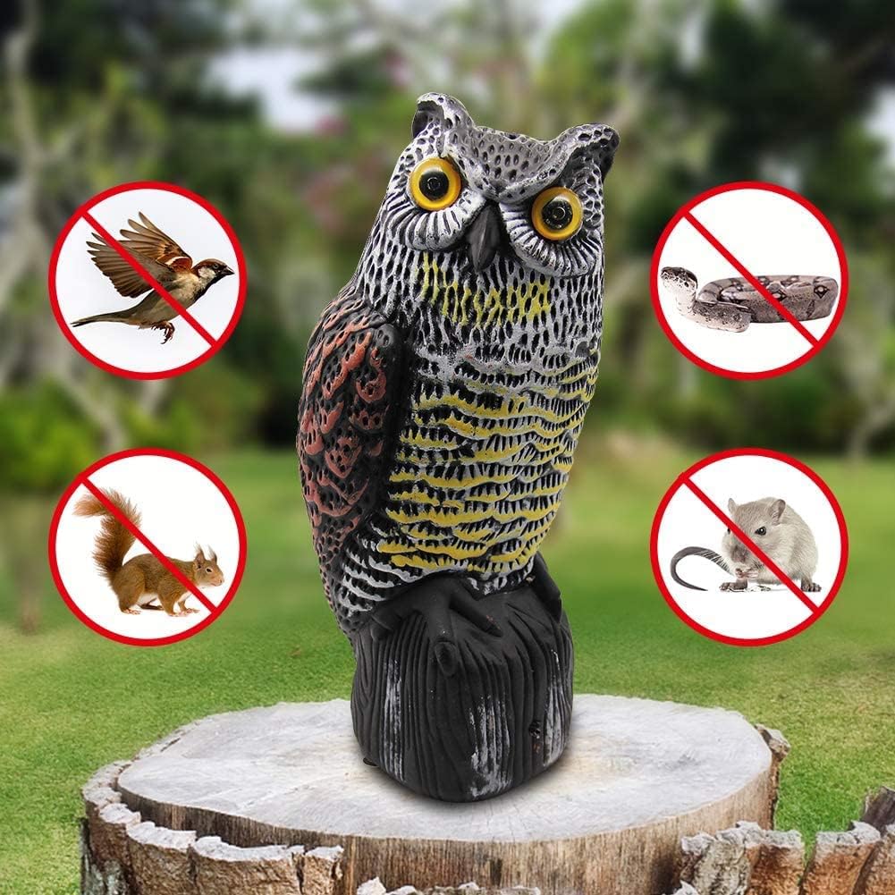 Solar Powered Owl Statue with Red Eyes S593