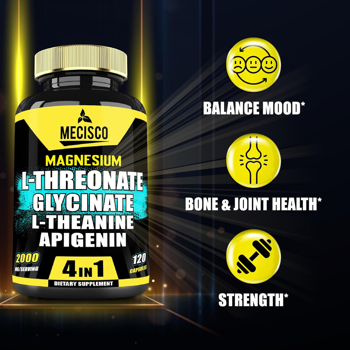 2000mg Magnesium Supplement with L-Theanine & Apigenin - 120 Capsules H645086