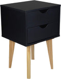 Black Two Drawer Wood Nightstand N90196