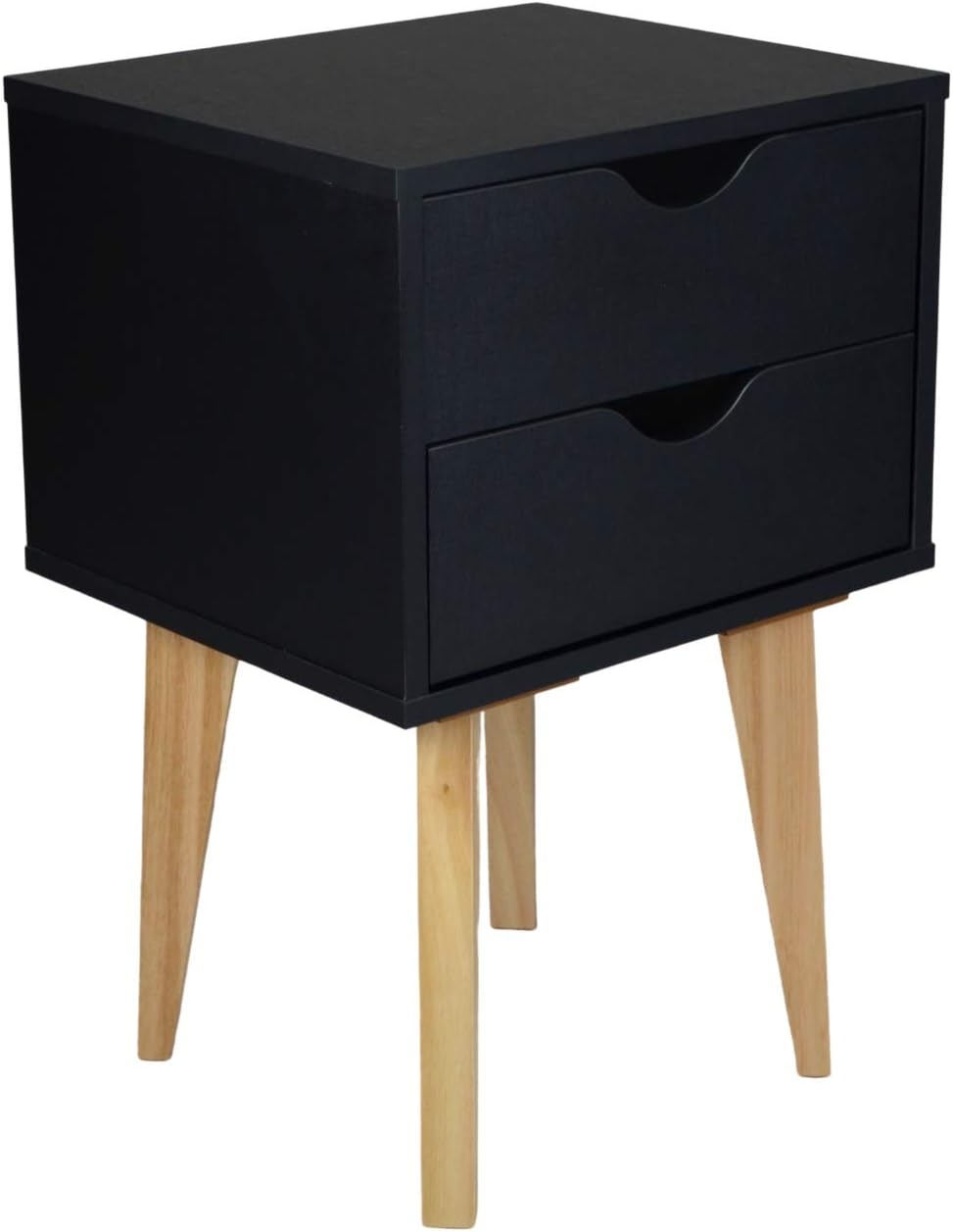 Black Two Drawer Wood Nightstand N90196