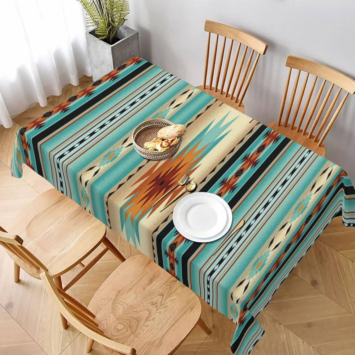 60 X 90 Inches Rectangular Navajo Print Tablecloth G657