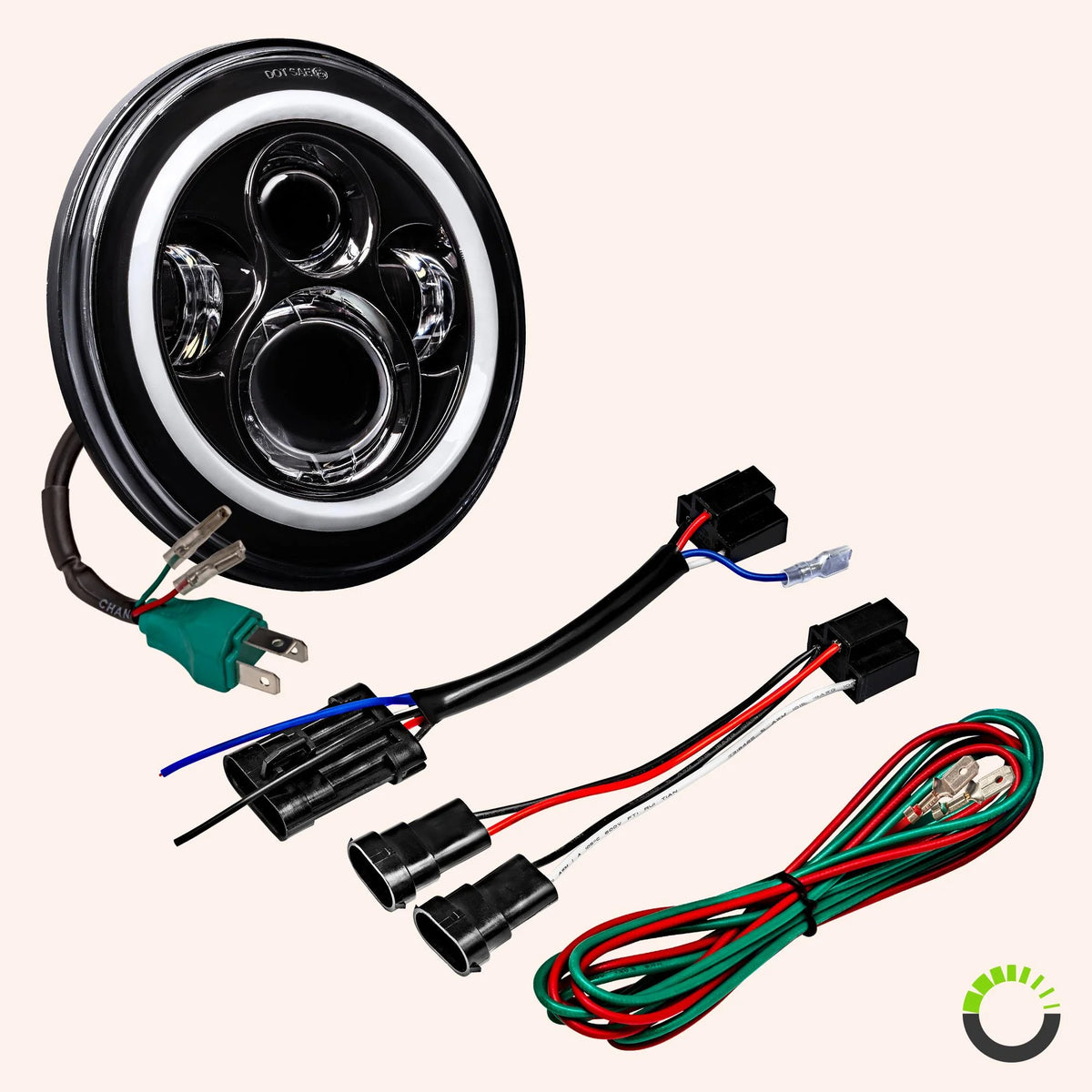 Black 7" H4 HALO CREE LED Headlights N370545