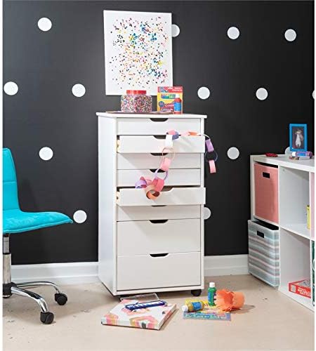 White Wash Eight Drawer Rolling File Cabinet Dresser I671