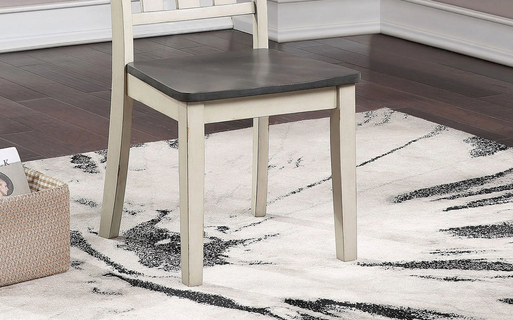 Antique White Gray 7pc Solid Wood Dining Table and 6 Side Chairs Z39306
