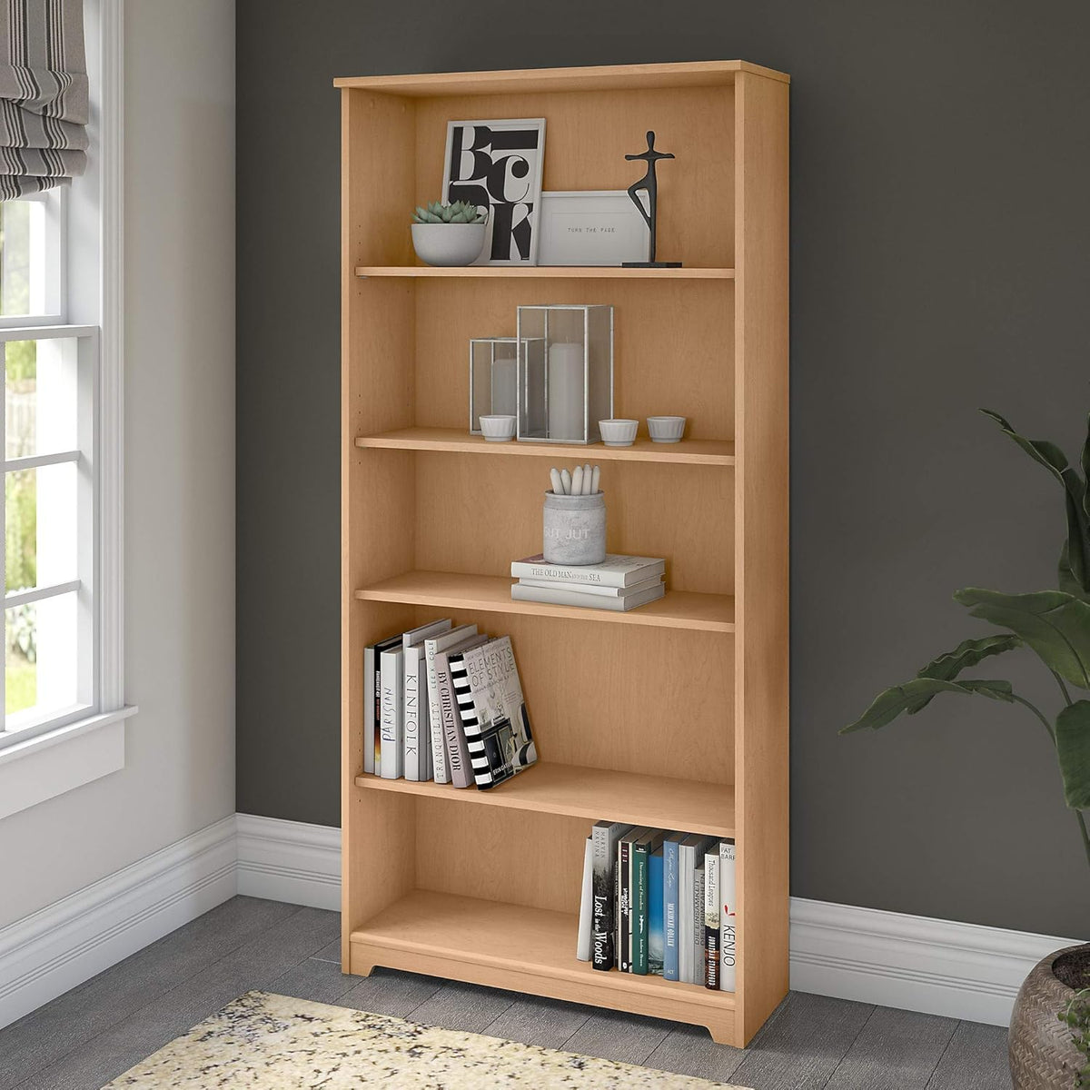 Natural Maple 5 Shelf Bookcase F162073