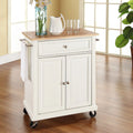 Natural Wood Top Portable Kitchen Cart X7333