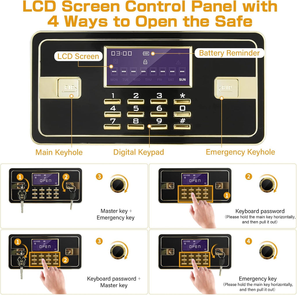 Fireproof Waterproof Digital Keypad Safe Box with Document Bag F448