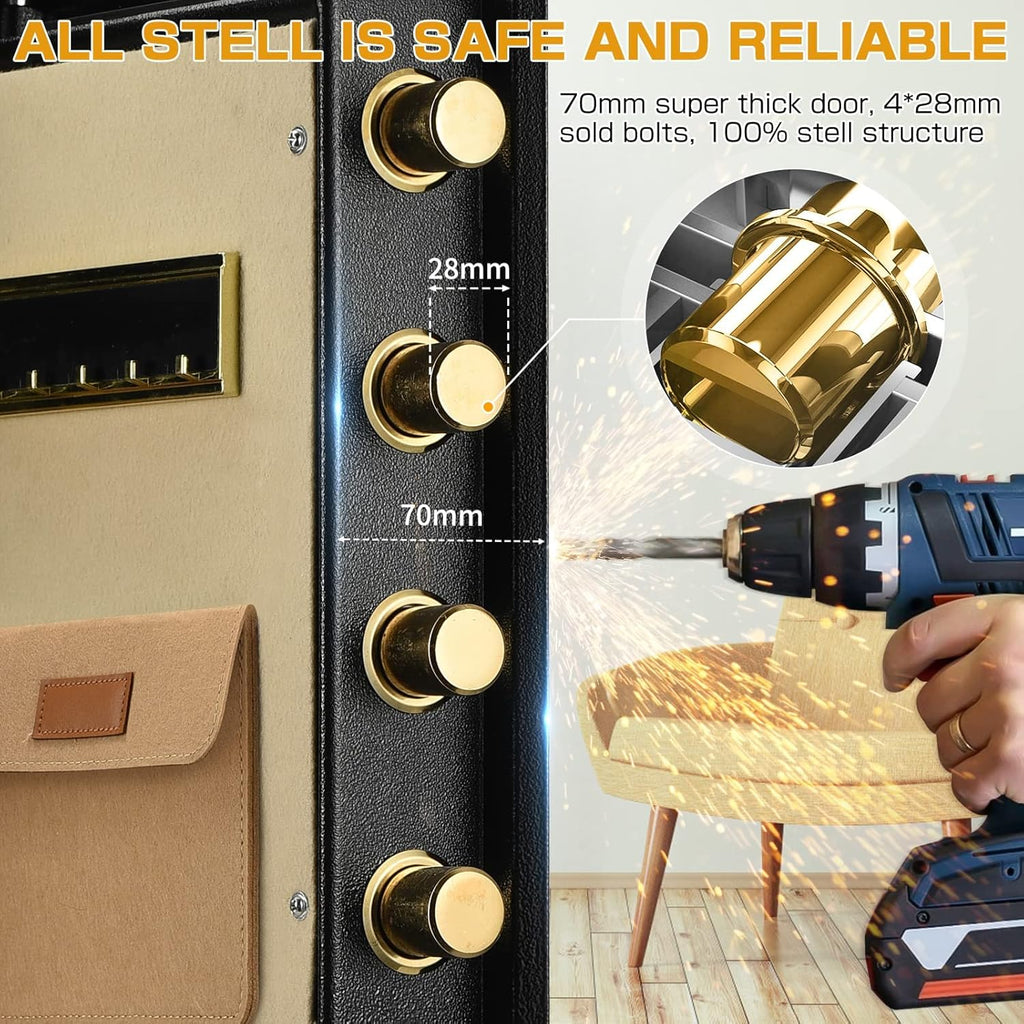 Fireproof Waterproof Digital Keypad Safe Box with Document Bag F448