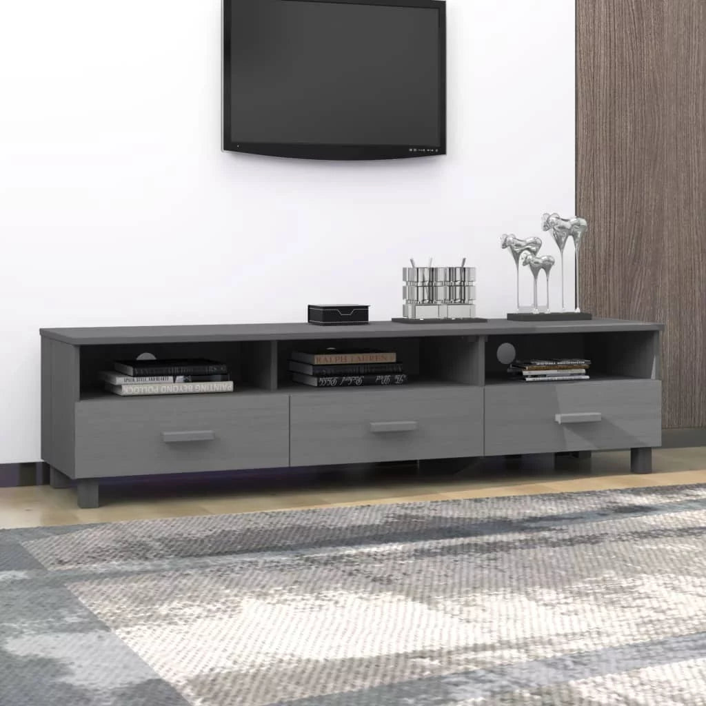 Dark Gray Solid Wood Pine TV Stand Y5741