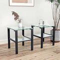 Set of 2 Tempered Glass Square Side Table Y542640