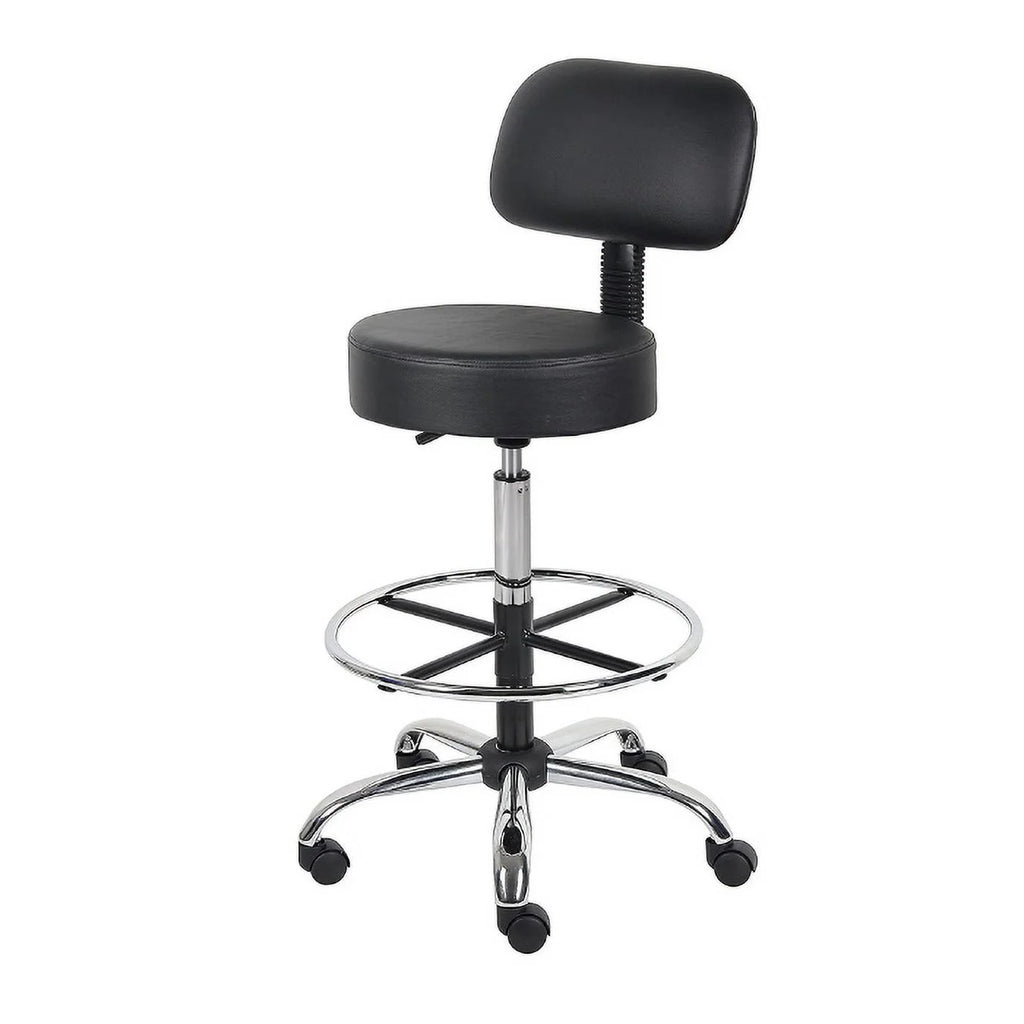 Black Caressoft Drafting Stool with Back Cushion & Foot Ring E322100