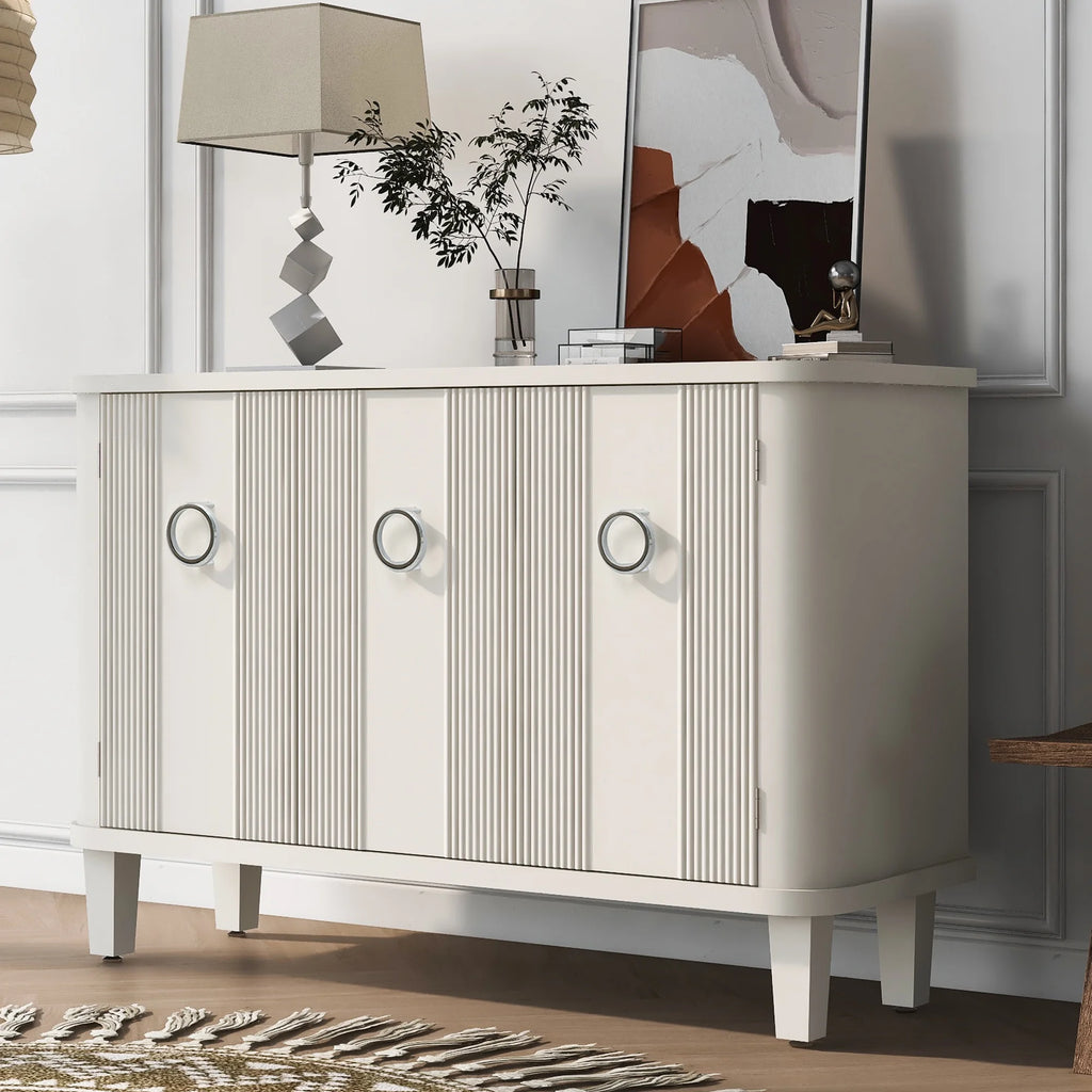 Solid Wood Veneer Storage Cabinet with Three Doors H62678