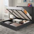 Queen Size Lift-Up Storage Bed with Charging Station and Wingback Headboard S88283