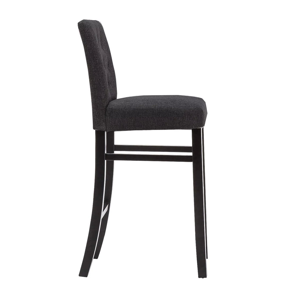 Charcoal Fabric Upholstered Bar Stools with Solid Wood Legs Set of 4 P3926