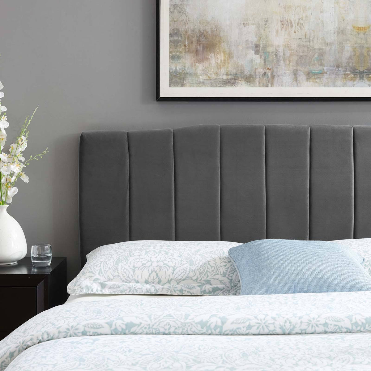 Mint Channel Tufted Velvet Headboard B320