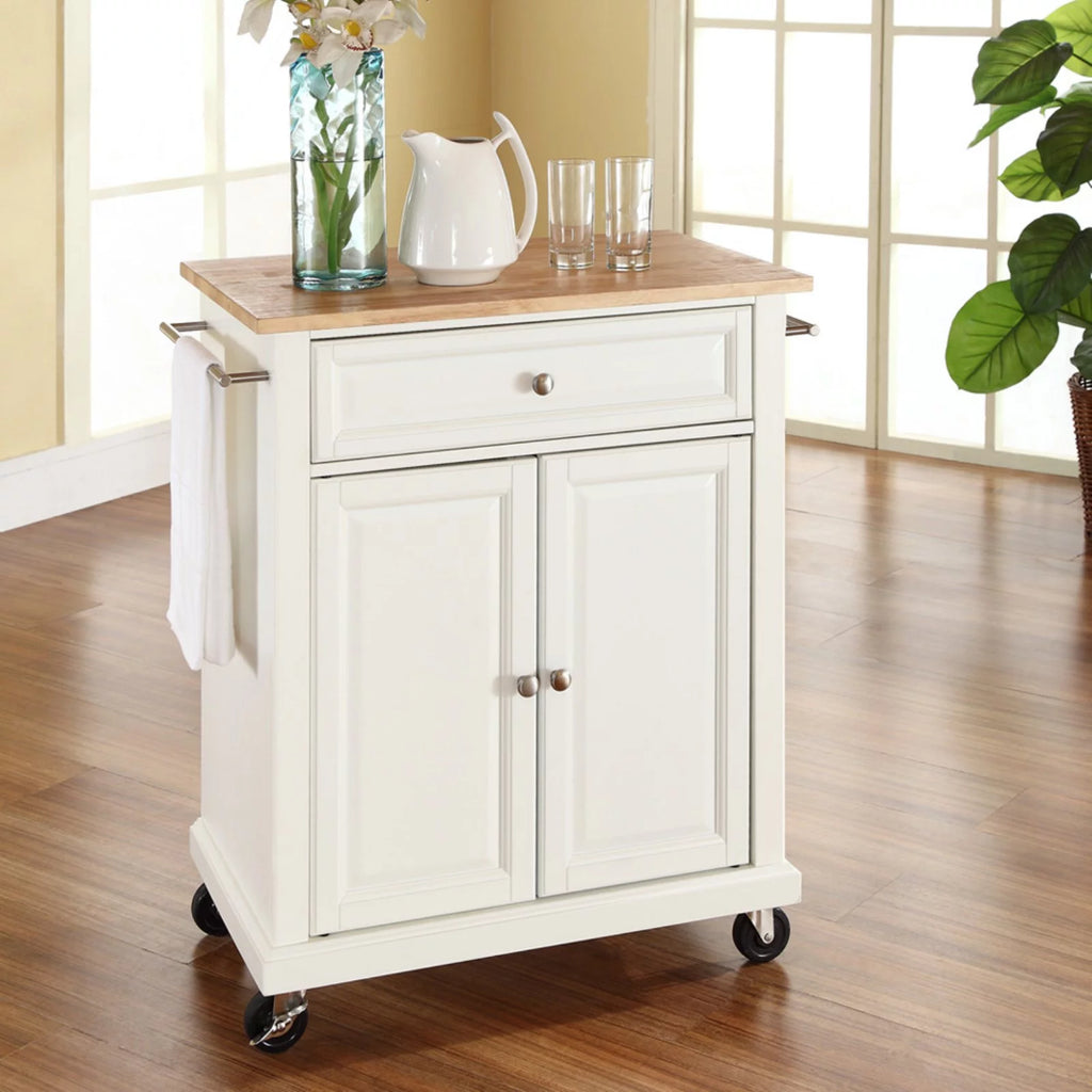 Natural Wood Top Portable Kitchen Cart X7333