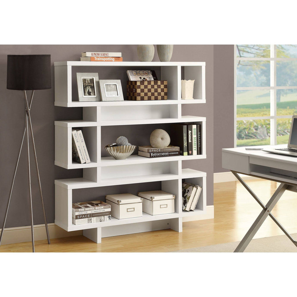 White Contemporary Rectangular Bookcase P107