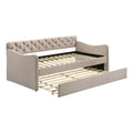 Ivory Fabric Twin Daybed With Trundle T724322