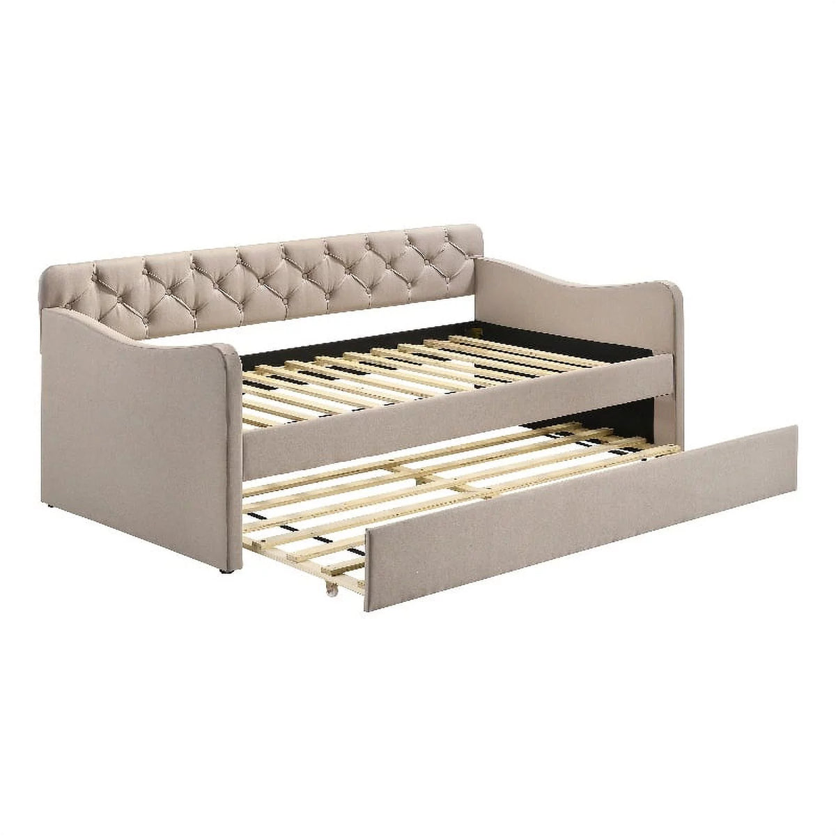 Ivory Fabric Twin Daybed With Trundle T724322