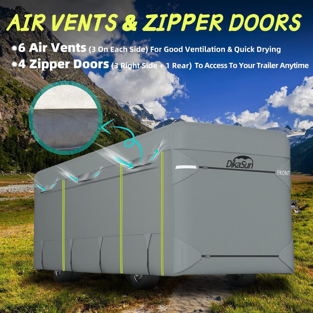 RV Cover for 31'-34' with 2Pcs Extra Straps & 6 Gutter Covers Grey G2714