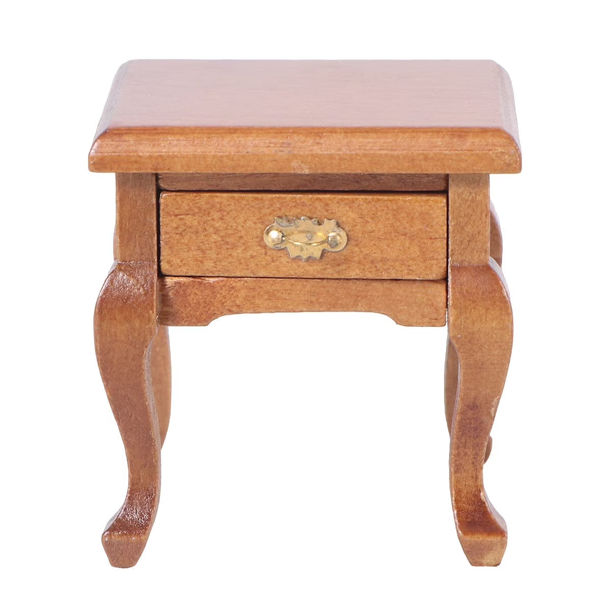 1:12 Walnut Color Wooden Bedside Table Miniature Furniture G2217