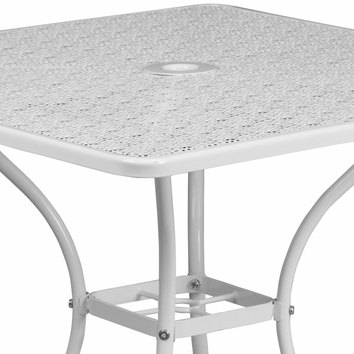 Square Black Steel Patio Table with Umbrella Hole L333493
