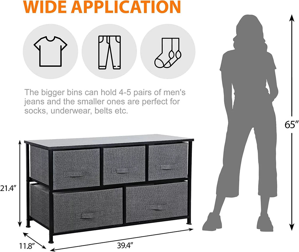 2 Tiers Steel Frame Wide Dresser Storage Tower Z398