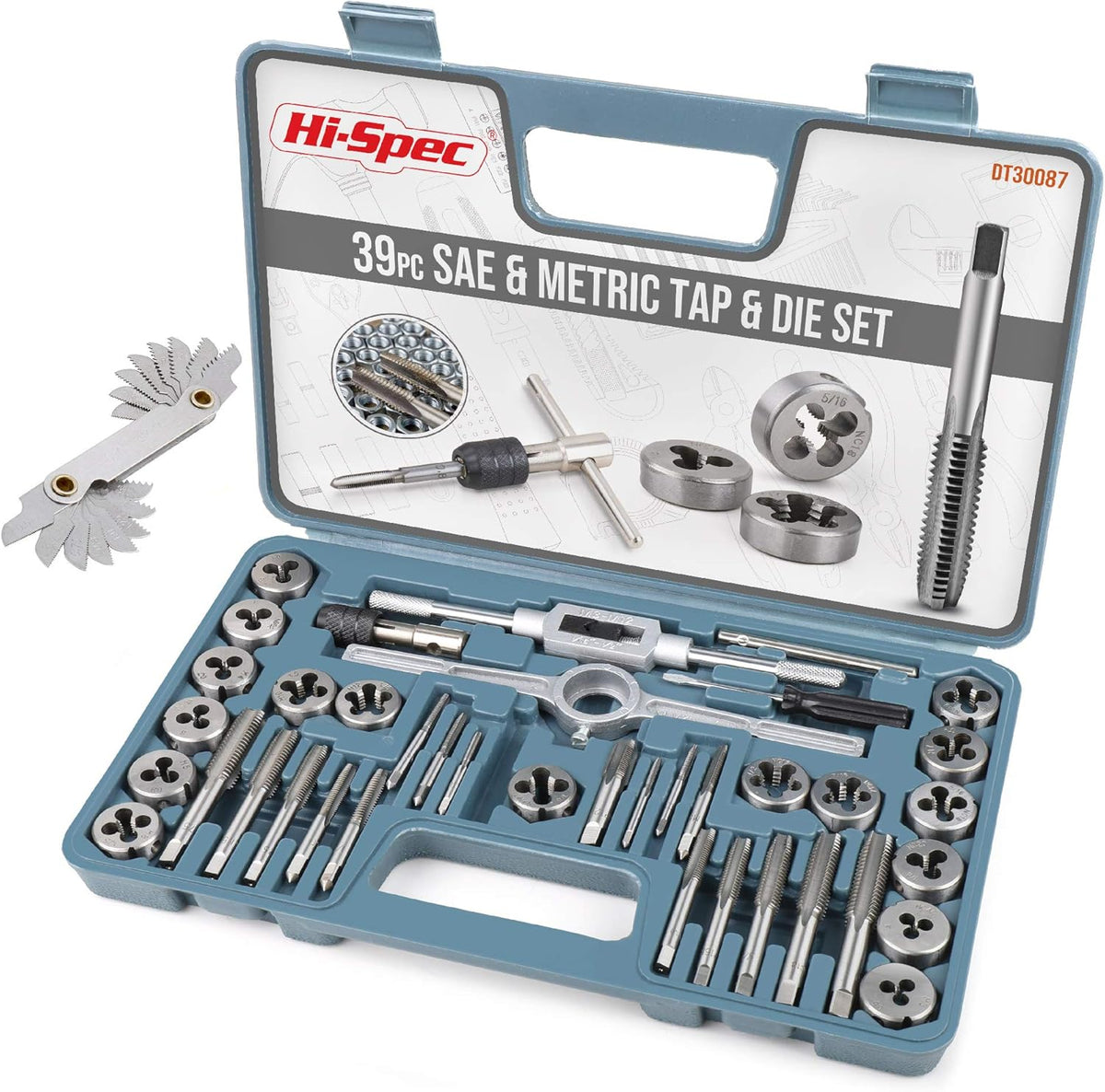 39 Piece Metric Tap & Die Set with Screw Pitch Gauge in Tray Case W352
