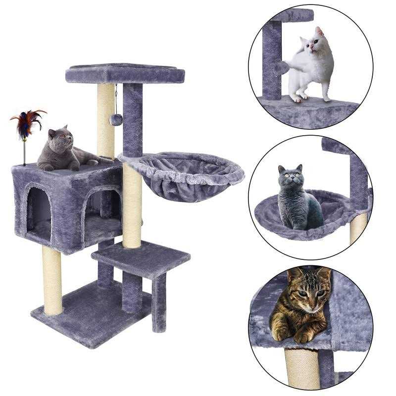 Cat Tree with Scratching Toy Grey N9459