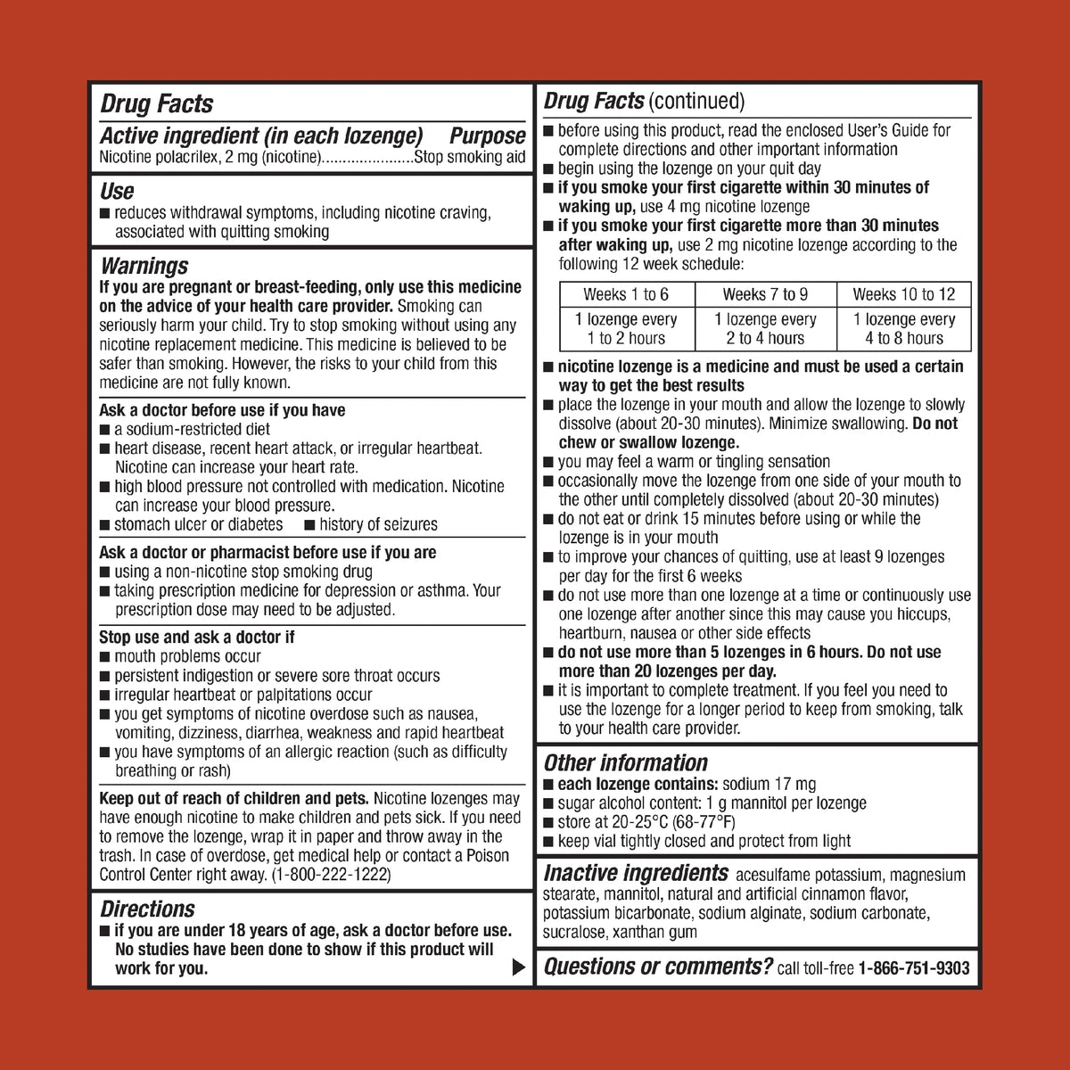 Nicotine Lozenge, 2 mg, Cinnamon Flavor, 108 Count C282189