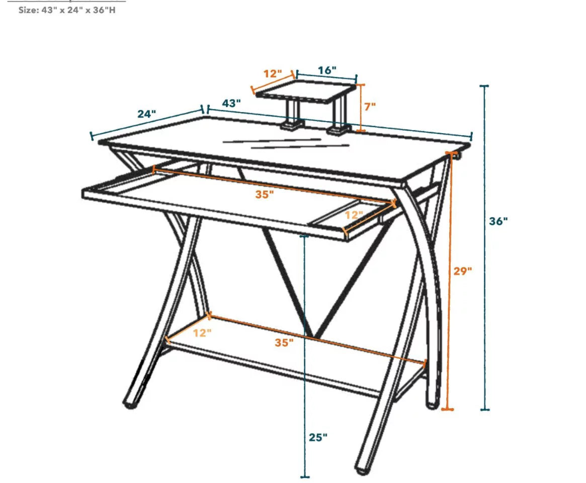 Black Glass Computer Desk M118