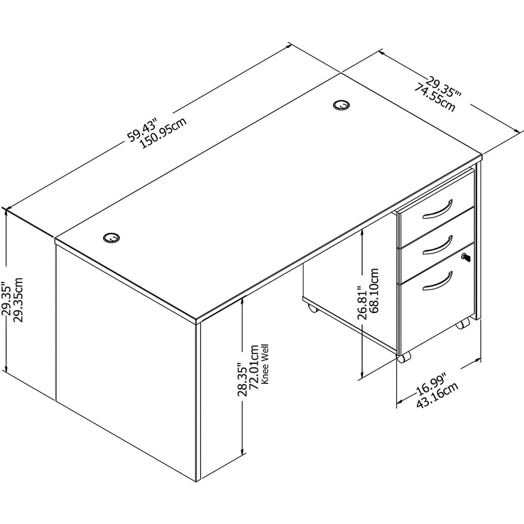 Office Desk with Mobile File Cabinet W1213