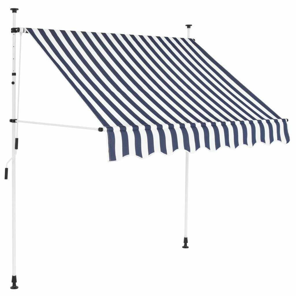 Manual Retractable Awning 78.7" Blue and White Stripes Z6591