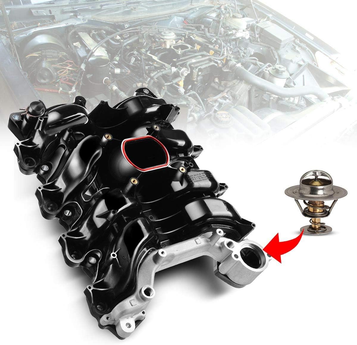 Upper Intake Manifold with Thermostat Compatible with Ford Crown Victoria Mustang Thunderbird Town Car Mercury Grand Marquis Cougar 1996-2000 V8 4.6L Y268569