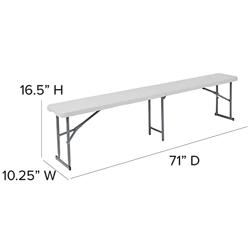 Bi-Fold Granite White Plastic Bench with Carrying Handle F36240