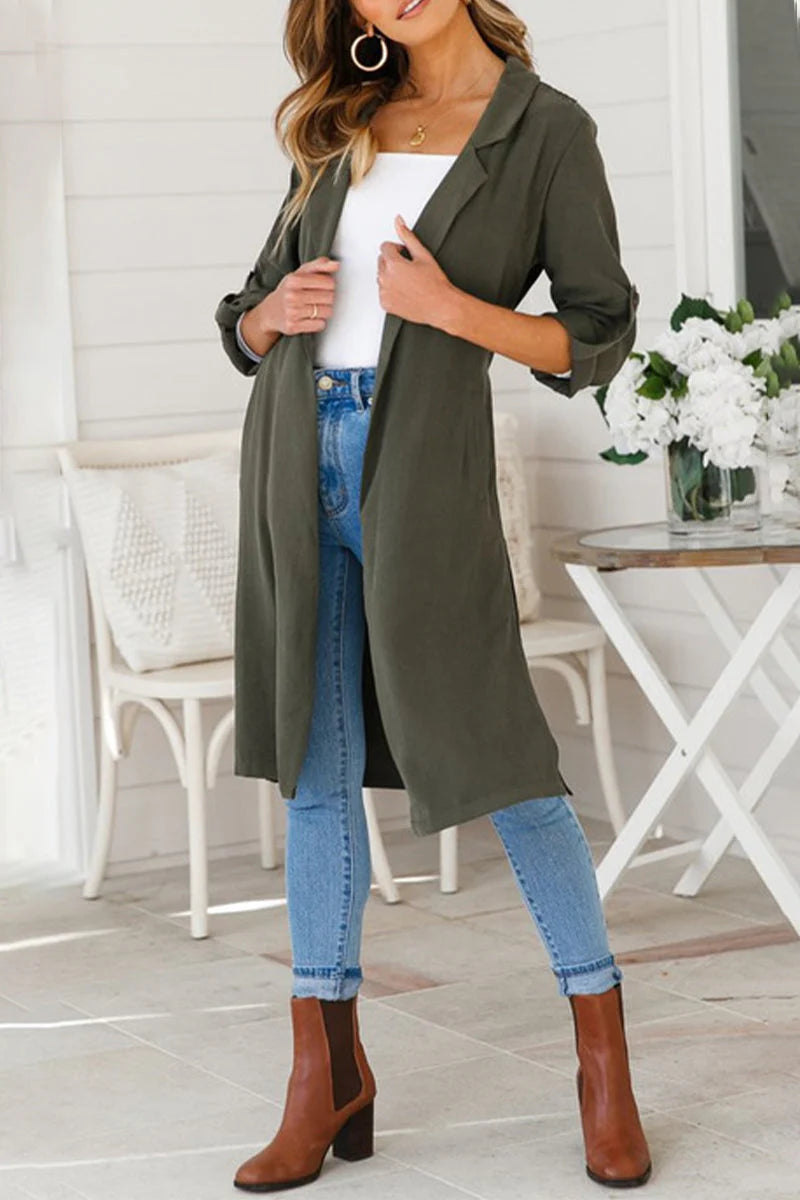 Solid Patchwork POLO Collar Outerwear Y26137