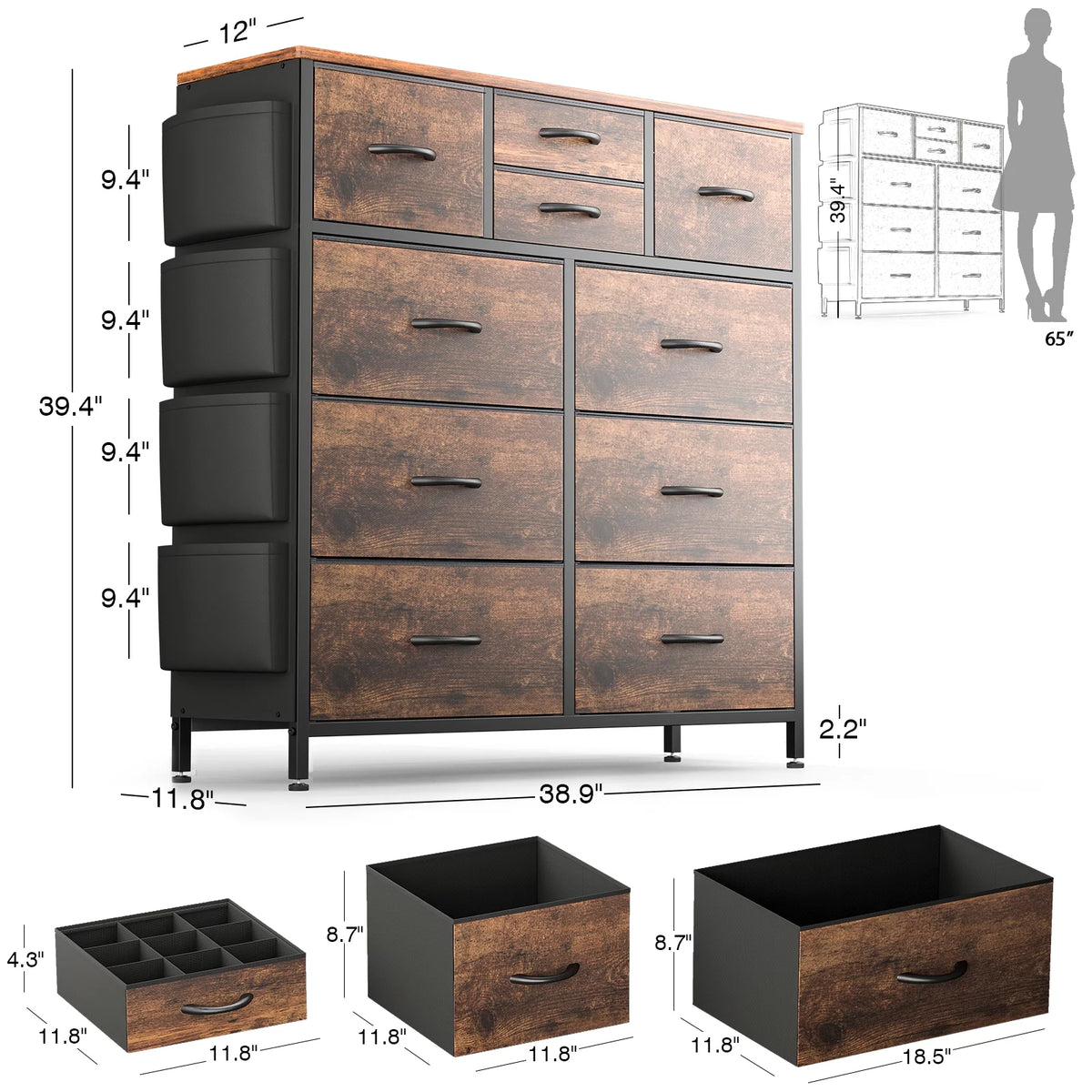 Brown 10 Drawer Dresser A855