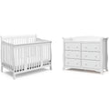 Convertible Baby Crib and 6-Drawer Double Dresser Set in Pure White N8782