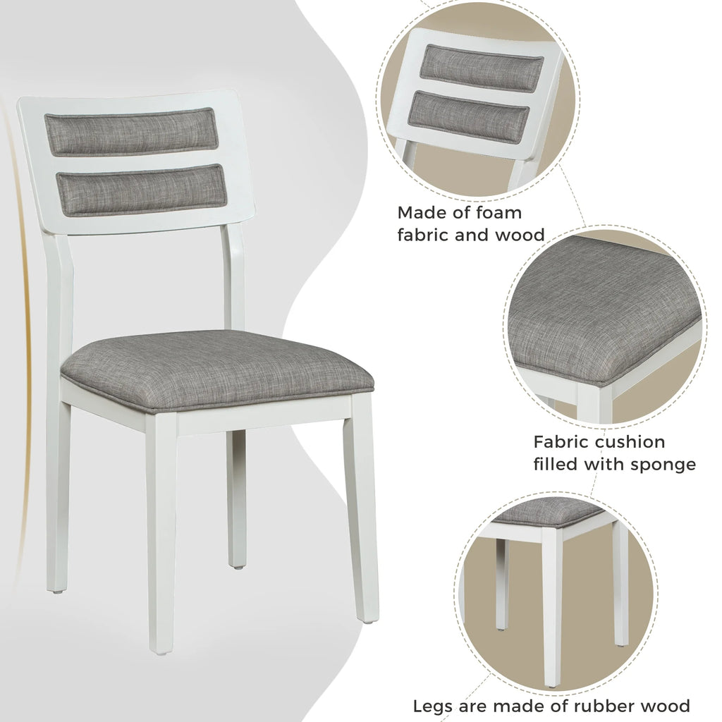 6 Piece Dining Table and Chair Set with 4 Upholstered Chairs and Bench L542