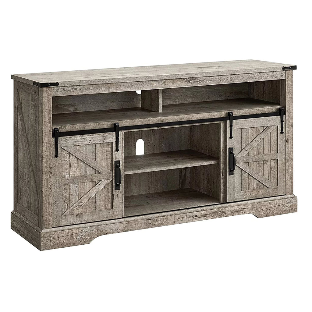 60-Inch Sliding Barn Door Wooden TV Stand V24861