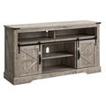 60-Inch Sliding Barn Door Wooden TV Stand V24861