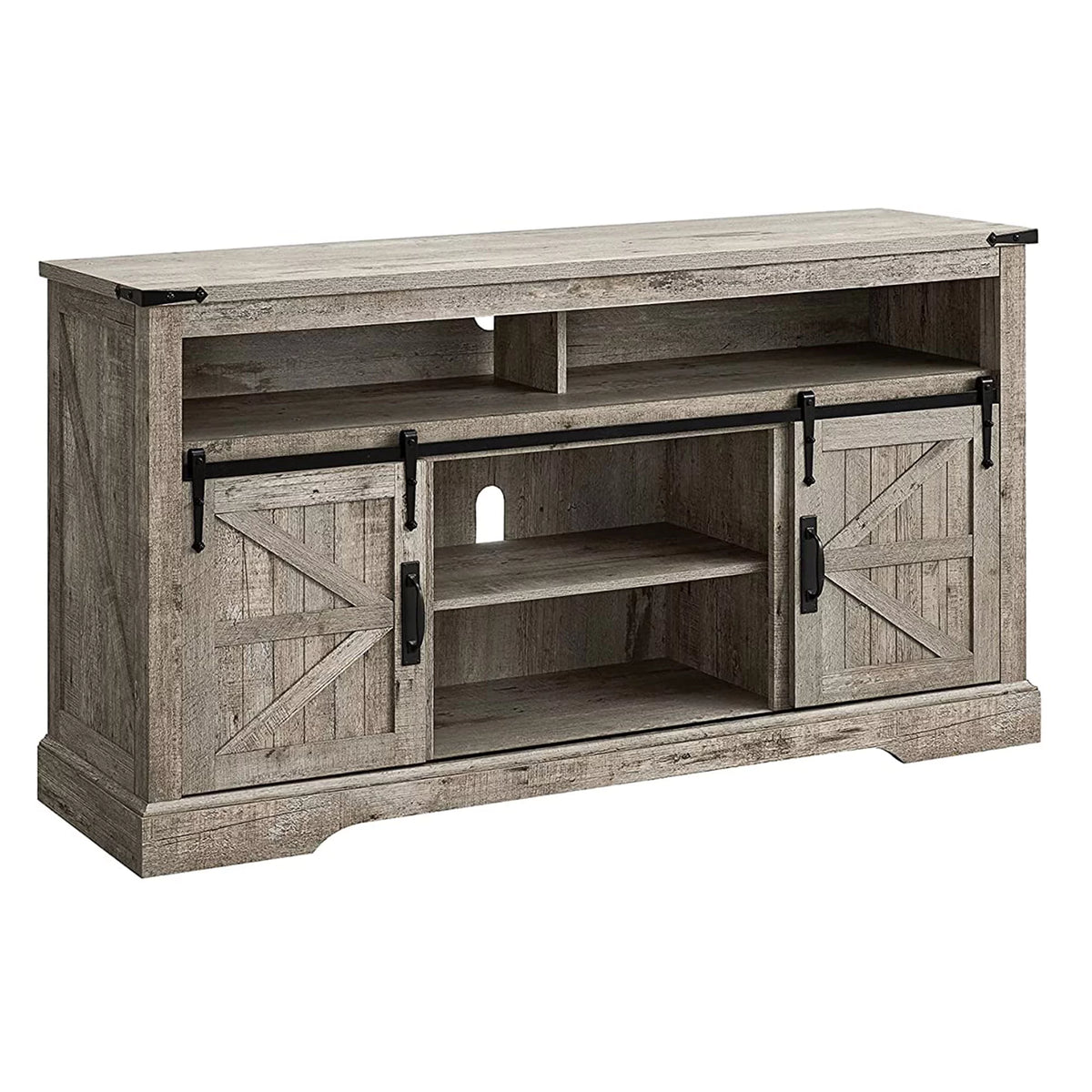 60-Inch Sliding Barn Door Wooden TV Stand V24861